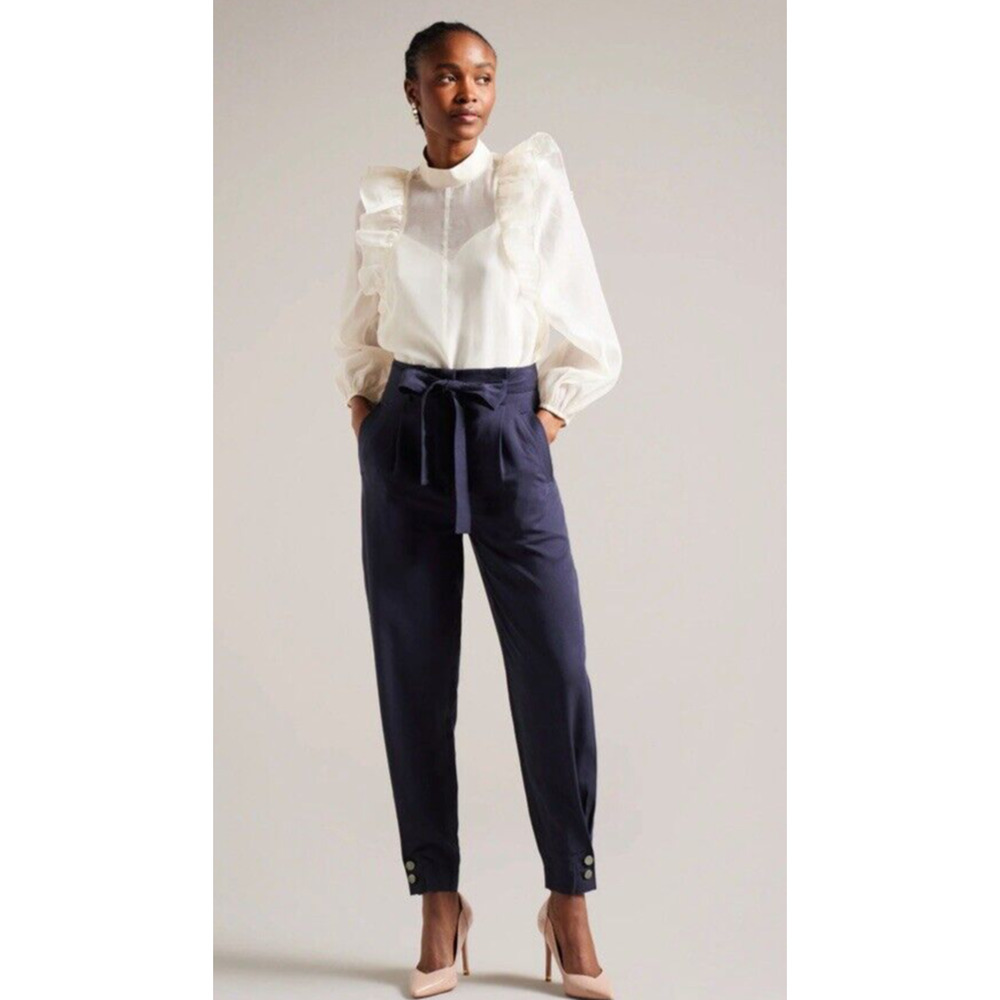 Ted Baker London Cuffed Trouser Kclarat Pants Size 4/10 Deep Purple NO BELT New